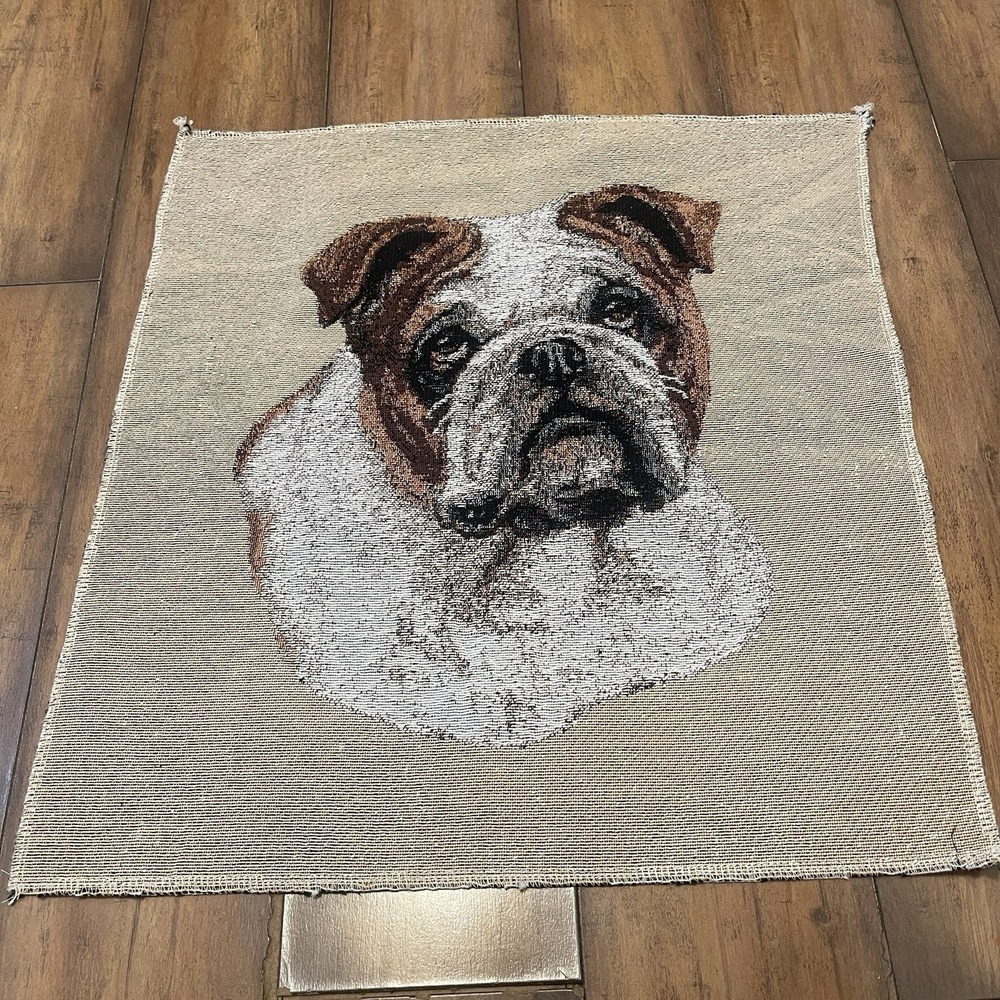 English Bulldog Woven Tapestry Wall Hanging Framable Art